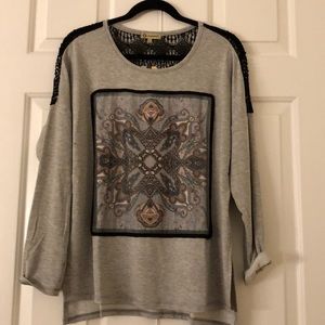 Democracy Screen Front Drop Shoulder Hi-Lo Tee